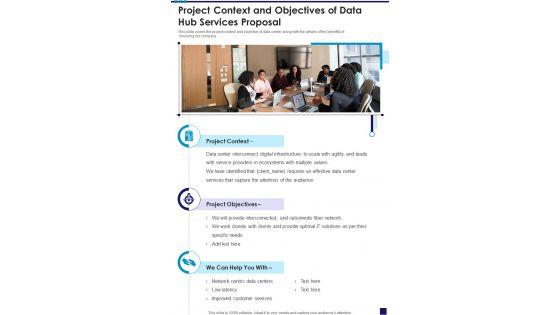 Project_Context_And_Objectives_Of_Data_Hub_Services_Proposal_One_Pager_Sample_Example_Document_Slide_1.jpg