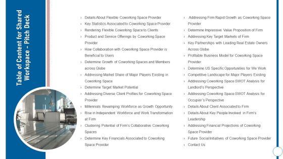 Table_Of_Content_For_Shared_Workspace_Pitch_Deck_Ppt_Infographics_Example_Topics_PDF_Slide_1.jpg
