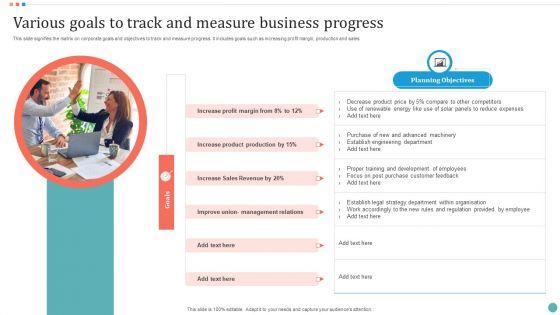 Various_Goals_To_Track_And_Measure_Business_Progress_Slides_PDF_Slide_1.jpg